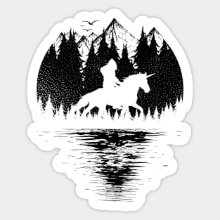 Bigfoot Riding Unicorn Sticker